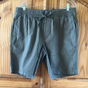Men Hurley Ripstop army green elastic waist shorts size L - NWT